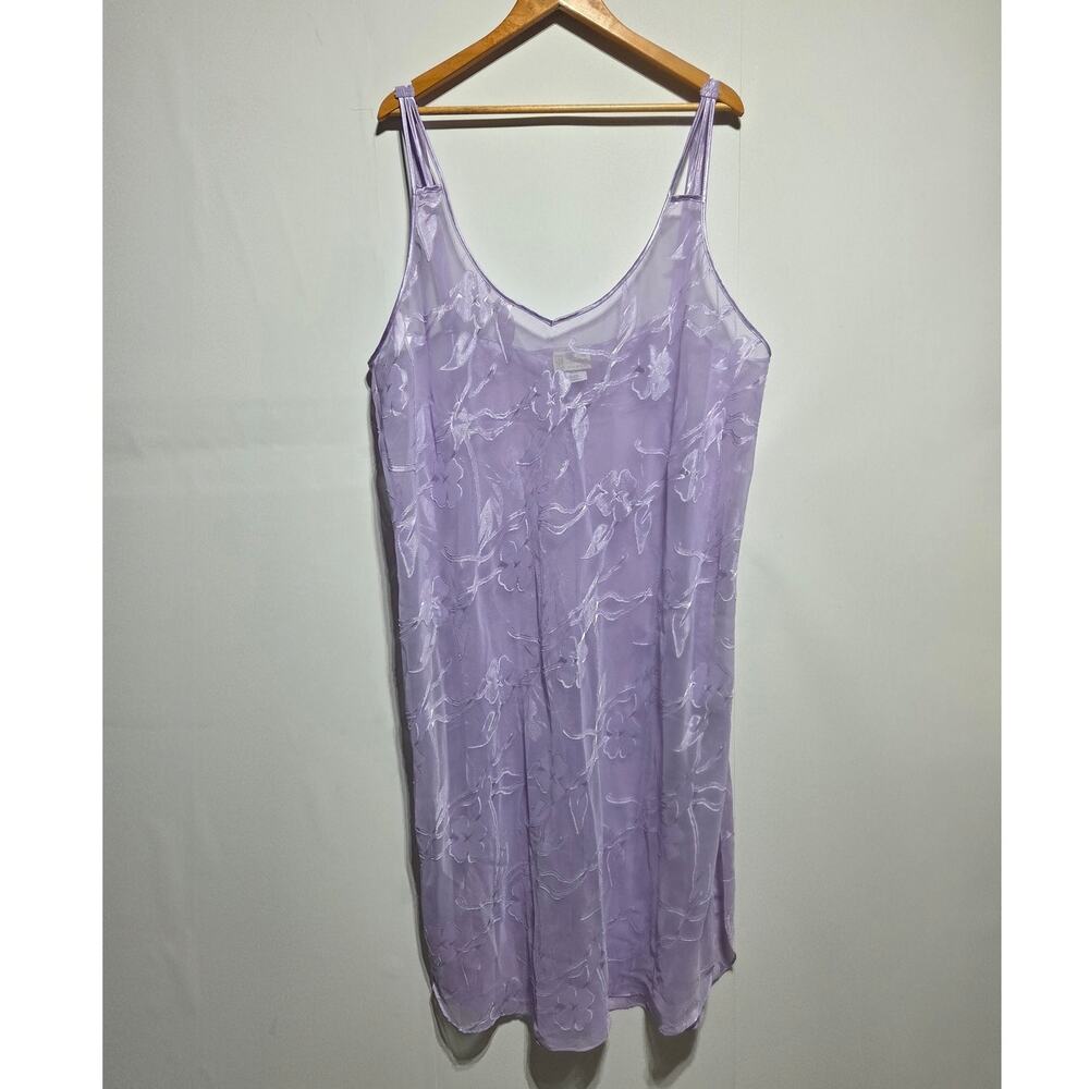 California Dynasty Vintage Purple Sheer Floral Nightgown Size 3X 26W/28W